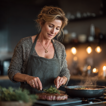 Літня людина готує здорову їжу